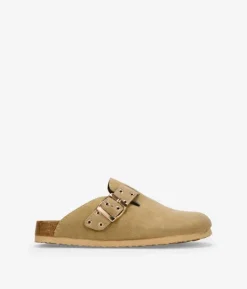 Bosanova Sabots | Sabots plats beiges avec boucle et clous