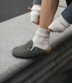 Bosanova Sabots | Sabots plats gris avec boucle