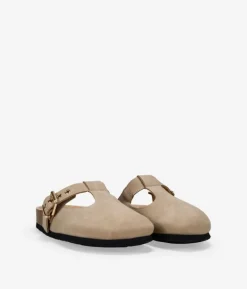 Bosanova Sabots | Sabots plats taupe avec boucle