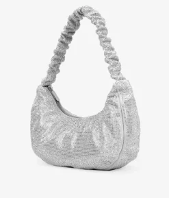 Bosanova Sac Minaudières | Sacs Porté Épaule | Sac à bandoulière argenté avec strass et anse repliée