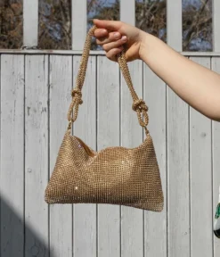 Bosanova Sac Minaudières | Sacs Porté Épaule | Sac à bandoulière avec strass dorés