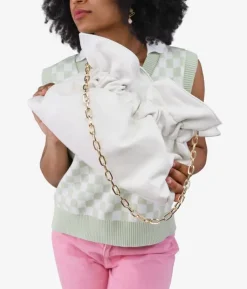 Bosanova Sacs À Bandoulière | Sacs Porté Épaule | Sac à bandoulière blanc avec chaîne