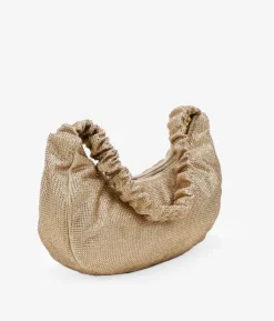 Bosanova Sac Minaudières | Sacs Porté Épaule | Sac à bandoulière doré avec strass et anse repliée