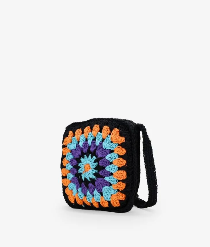 Bosanova Petits Sacs | Sacs Raphia Et Crochet | Sac à bandoulière en crochet noir