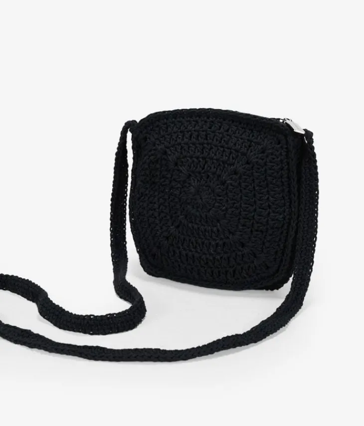 Bosanova Petits Sacs | Sacs Raphia Et Crochet | Sac à bandoulière en crochet noir