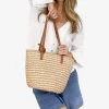 Bosanova Sacs Raphia Et Crochet | Sacs Porté Épaule | Sac à bandoulière en raphia camel