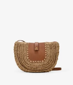 Bosanova Sacs Raphia Et Crochet | Sac à bandoulière en raphia camel avec rabat