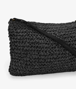 Bosanova Sacs À Bandoulière | Sacs Raphia Et Crochet | Sac à bandoulière en raphia noir