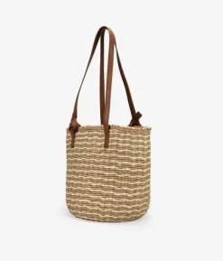 Bosanova Sacs Raphia Et Crochet | Sacs Porté Épaule | Sac à bandoulière en raphia camel
