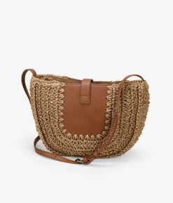 Bosanova Sacs Raphia Et Crochet | Sac à bandoulière en raphia camel avec rabat