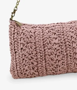 Bosanova Sacs Raphia Et Crochet | Sac à bandoulière en raphia rose
