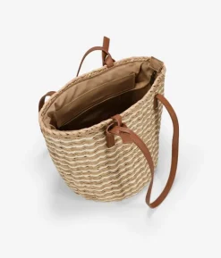 Bosanova Sacs Raphia Et Crochet | Sacs Porté Épaule | Sac à bandoulière en raphia camel