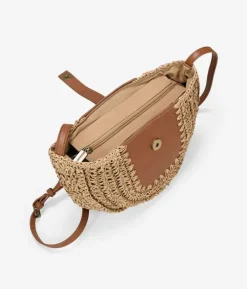 Bosanova Sacs Raphia Et Crochet | Sac à bandoulière en raphia camel avec rabat