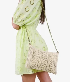 Bosanova Sacs À Bandoulière | Sacs Raphia Et Crochet | Sac à bandoulière en raphia beige