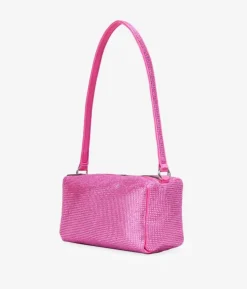 Bosanova Sac Minaudières | Sacs Porté Épaule | Sac à bandoulière en satin rose avec strass