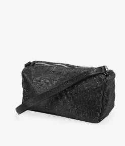Bosanova Sac Minaudières | Sacs Porté Épaule | Sac à bandoulière en satin noir avec strass