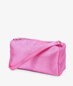 Bosanova Sac Minaudières | Sacs Porté Épaule | Sac à bandoulière en satin rose avec strass