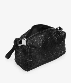 Bosanova Sac Minaudières | Sacs Porté Épaule | Sac à bandoulière en satin noir avec strass