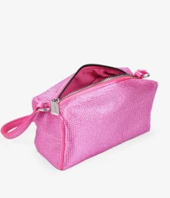 Bosanova Sac Minaudières | Sacs Porté Épaule | Sac à bandoulière en satin rose avec strass