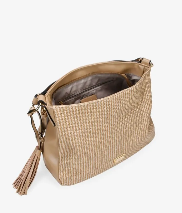 Bosanova Sacs Raphia Et Crochet | Sacs Porté Épaule | Sac à bandoulière grillé avec fermeture éclair