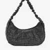 Bosanova Sac Minaudières | Sacs Porté Épaule | Sac à bandoulière noir avec strass et anse repliée