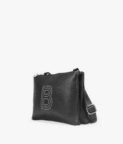 Bosanova Sacs À Bandoulière | Sac à bandoulière noir avec clous et double zip