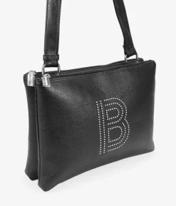 Bosanova Sacs À Bandoulière | Sac à bandoulière noir avec clous et double zip