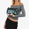 Bosanova Sac Minaudières | Sacs Porté Épaule | Sac à bandoulière vert métallisé avec chaîne
