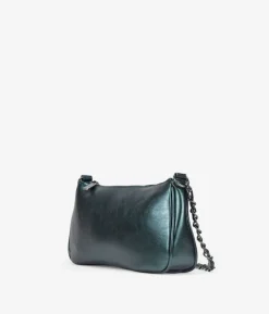 Bosanova Sac Minaudières | Sacs Porté Épaule | Sac à bandoulière vert métallisé avec chaîne