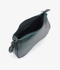 Bosanova Sac Minaudières | Sacs Porté Épaule | Sac à bandoulière vert métallisé avec chaîne