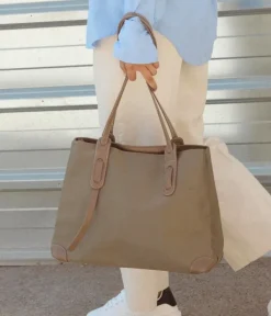 Bosanova Sacs Shopper | Sacs Porté Épaule | Sac à bandoulière zippé en nylon taupe