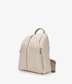 Bosanova Sacs À Dos | Sac à dos en nylon beige avec fermetures éclair