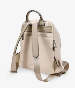 Bosanova Sacs À Dos | Sac à dos en nylon beige avec fermetures éclair