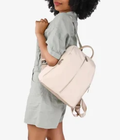 Bosanova Sacs À Dos | Sac à dos en nylon beige avec fermetures éclair