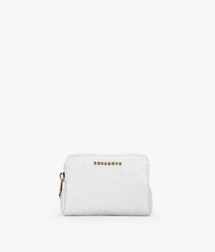 Femme Bosanova Porte-monnaie | Sac à main blanc avec fermeture éclair et logo