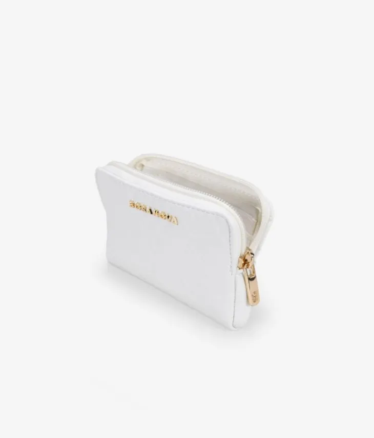 Femme Bosanova Porte-monnaie | Sac à main blanc avec fermeture éclair et logo