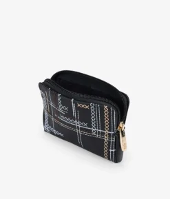 Femme Bosanova Porte-monnaie | Sac à main noir souple avec surpiqûres et fermeture éclair
