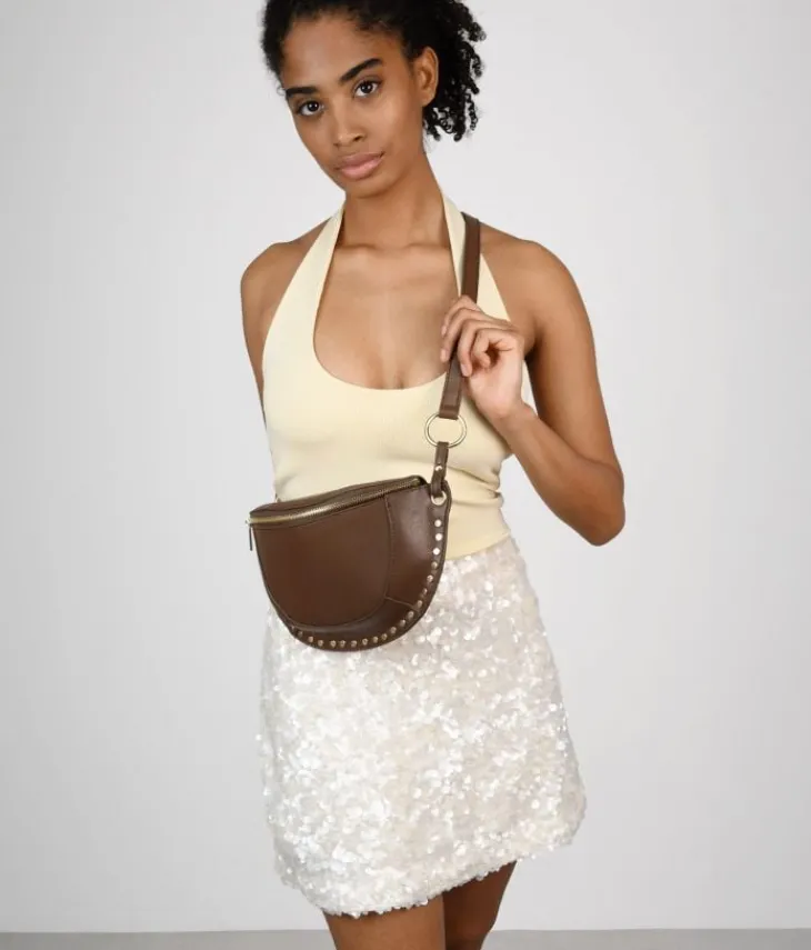 Bosanova Sacs À Bandoulière | Sacs Banane | Sac banane marron avec clous ronds