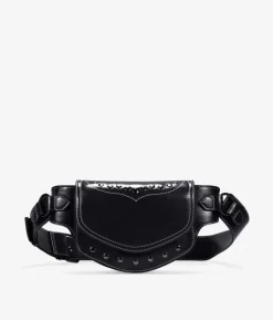 Bosanova Sacs Banane | Sac banane noir avec rabat et clous
