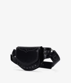 Bosanova Sacs Banane | Sac banane noir avec rabat et clous
