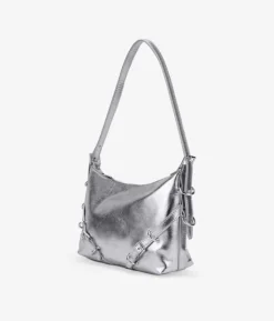 Bosanova Sacs Porté Épaule | Petits Sacs | Sac bandoulière argenté avec boucles et fermeture éclair