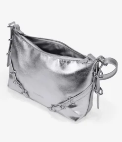 Bosanova Sacs Porté Épaule | Petits Sacs | Sac bandoulière argenté avec boucles et fermeture éclair