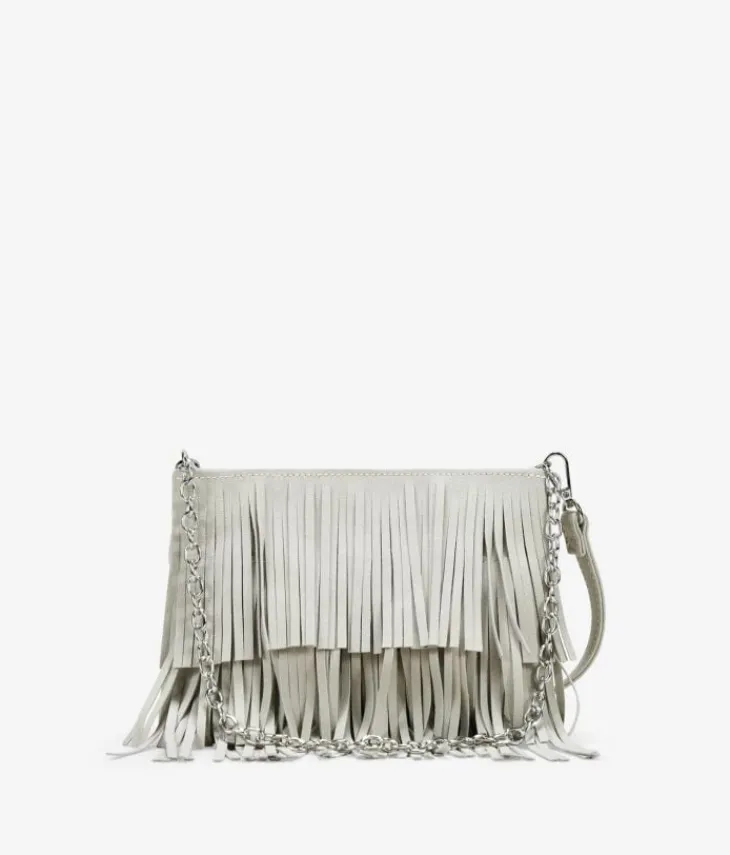 Bosanova Sacs À Bandoulière | Sacs Porté Épaule | Sac bandoulière beige à franges et chaîne