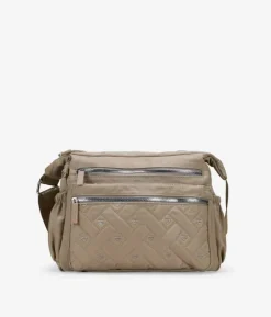 Bosanova Sacs À Bandoulière | Sac bandoulière beige avec fermeture éclair et coutures cœur