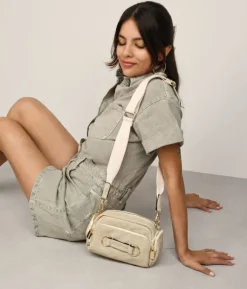 Bosanova Petits Sacs | Sac bandoulière beige avec poches et fermeture éclair