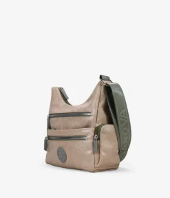 Bosanova Sacs À Bandoulière | Sac bandoulière beige avec fermetures éclair vertes