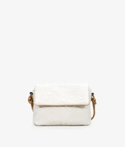 Bosanova Sacs À Bandoulière | Petits Sacs | Sac bandoulière beige avec broderie florale et rabat