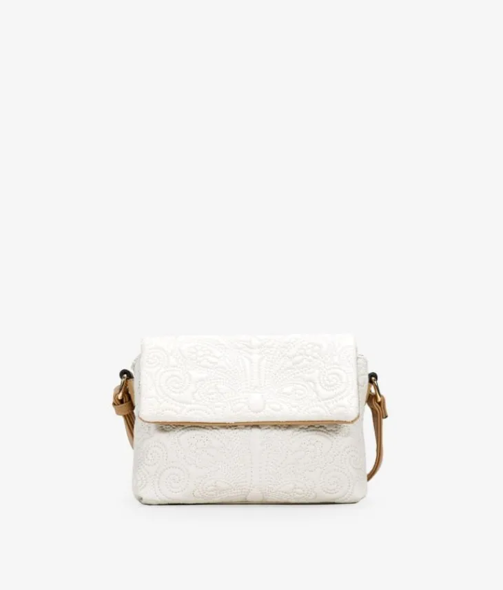 Bosanova Sacs À Bandoulière | Petits Sacs | Sac bandoulière beige avec broderie florale et rabat