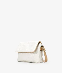 Bosanova Sacs À Bandoulière | Petits Sacs | Sac bandoulière beige avec broderie florale et rabat