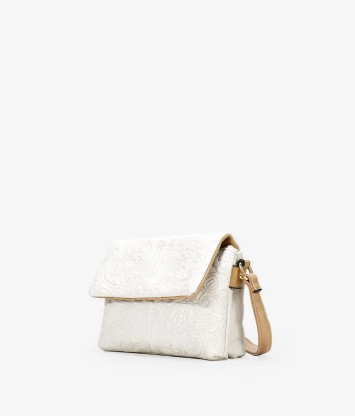 Bosanova Sacs À Bandoulière | Petits Sacs | Sac bandoulière beige avec broderie florale et rabat